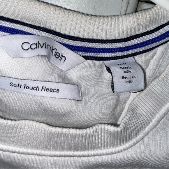 Calvin Klein Mens Long Sleeve Pullover Sweatshirt (Brilliant White Large) - Picture 4 of 4